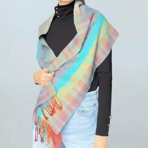 Vibrant 100% Cashmere Rainbow Plaid Scarf – Made in Scotland